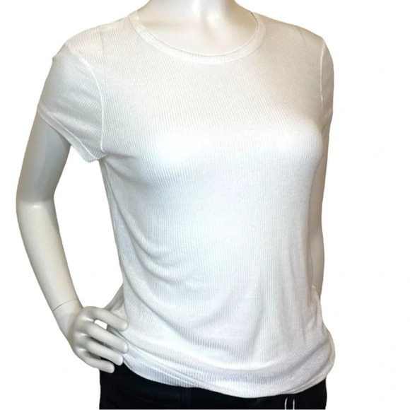 AGOLDE Women’s White Crew Neck Ribbed Ren Tee Shirt Size Medium - Picture 1 of 13